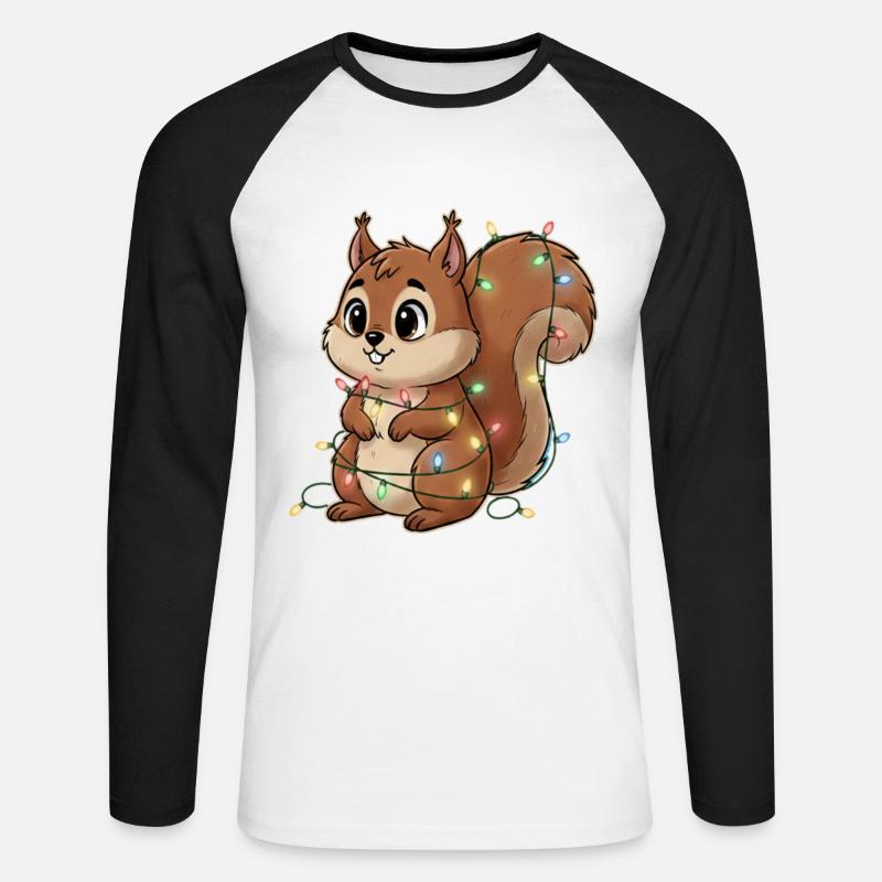 Lichterbehängtes Eichhörnchen - Unisex Baseballshirt langarm - Weiß/Schwarz
