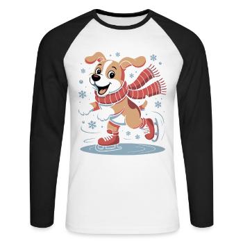 Plaisir de patinage en hiver - T-shirt baseball manches longues Homme - blanc/noir - Devant - Nik (191cm)