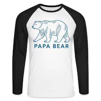 Papa Ours - T-shirt baseball manches longues Homme - blanc/noir - Devant - Nik (191cm)