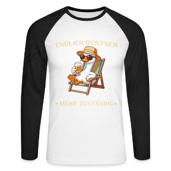 Rentner Gans - Nicht mehr zuständig Abschied Rente - Unisex Baseballshirt langarm - Weiß/Schwarz - Vorne - Nik (191cm)