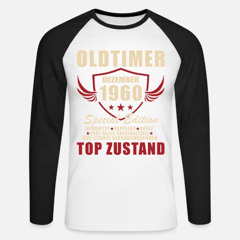 Oldtimer 1960 Special Edition - Unisex Baseballshirt langarm - Weiß/Schwarz