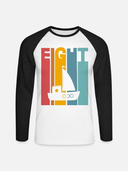 8 years children's birthday ship - Unisex Long Sleeve Baseball T-Shirt - white/black
