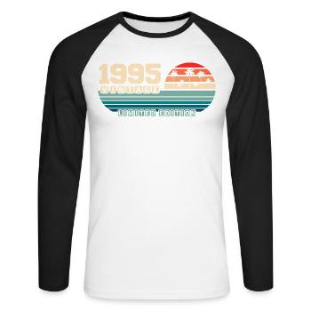 30th Birthday 1995 Vintage 1995 Retro Sunset - Unisex Long Sleeve Baseball T-Shirt - white/black - Front - Nik (191cm)
