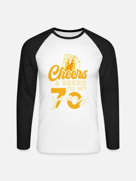70 Jahre Cheers & Beers - Unisex Baseballshirt langarm - Weiß/Schwarz