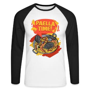 Paella Time - T-shirt baseball manches longues Homme - blanc/noir - Devant - Nik (191cm)