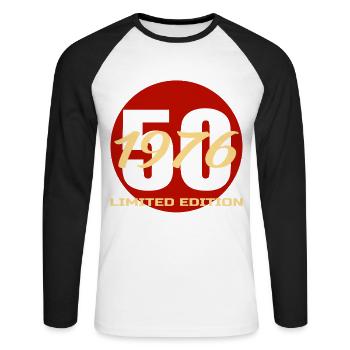 1976 Limited Edition 50th Birthday Vintage - Unisex Long Sleeve Baseball T-Shirt - white/black - Front - Nik (191cm)