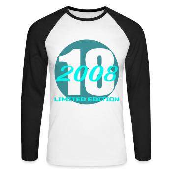 18 Birthday 2008 Limited Edition - Unisex Long Sleeve Baseball T-Shirt - white/black - Front - Nik (191cm)