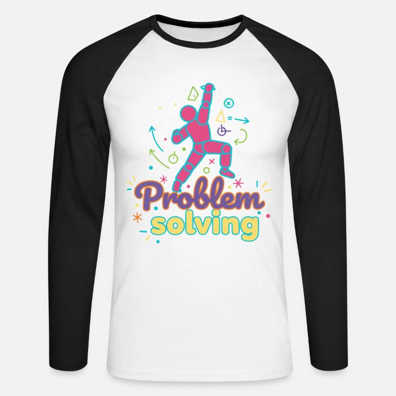 Problem Solving Climbing Rock Bouldering Fun - Unisex Long Sleeve Baseball T-Shirt - white/black