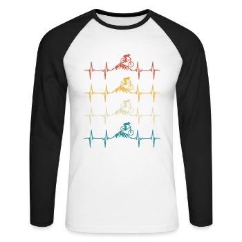 Vélo de montagne Heartbeat retro vélo de montagne  - T-shirt baseball manches longues Homme - blanc/noir - Devant - Nik (191cm)
