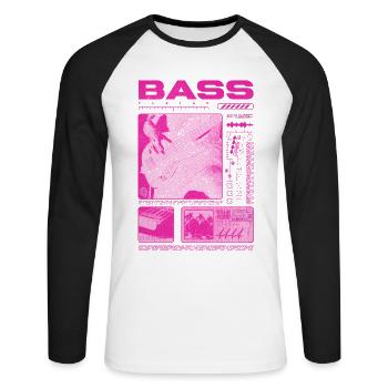 Bassgitarrenliebhaber Bassist Streetwear - Unisex Baseballshirt langarm - Weiß/Schwarz - Vorne - Nik (191cm)