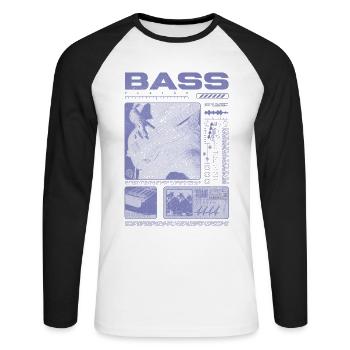 Bassgitarrenliebhaber Bassist Streetwear - Unisex Baseballshirt langarm - Weiß/Schwarz - Vorne - Nik (191cm)