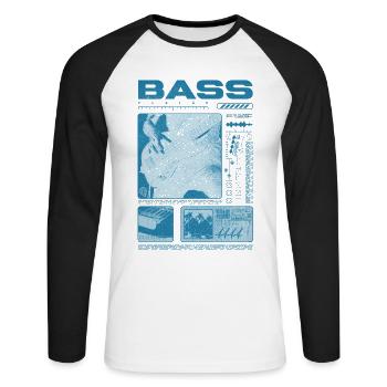 Bassgitarrenliebhaber Bassist Streetwear - Unisex Baseballshirt langarm - Weiß/Schwarz - Vorne - Nik (191cm)