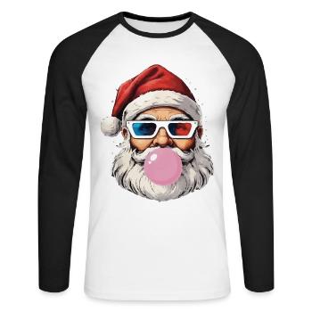 Santa Claus Glasses 3D Chewing Gum Gift Christmas Xmas - Unisex Long Sleeve Baseball T-Shirt - white/black - Front - Nik (191cm)