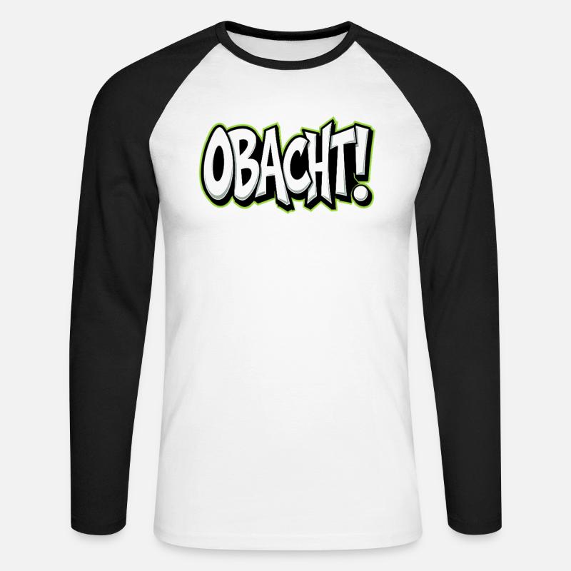 Caution Bavarian Saying Dialect Warning - Unisex Long Sleeve Baseball T-Shirt - white/black