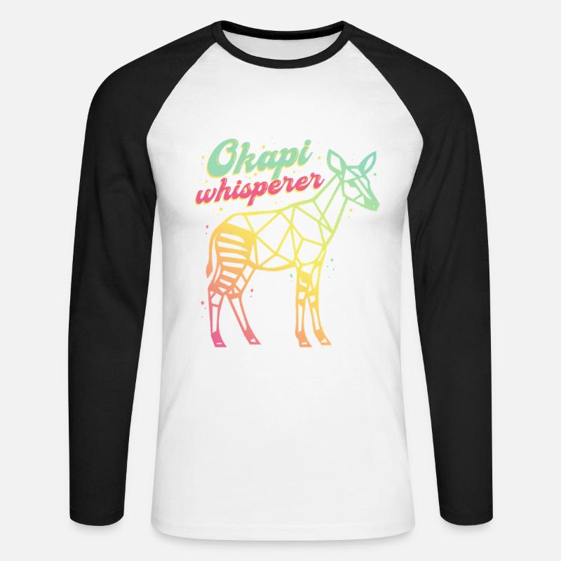 Okapi Whisperer - Unisex Baseballshirt langarm - Weiß/Schwarz