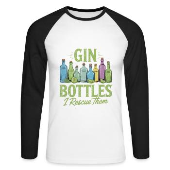 Gin I Dont Collect Gin Bottles I Rescue Them - Unisex Baseballshirt langarm - Weiß/Schwarz - Vorne - Nik (191cm)