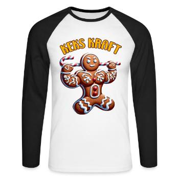 Amusement de force de force de Noël - T-shirt baseball manches longues Homme - blanc/noir - Devant - Nik (191cm)