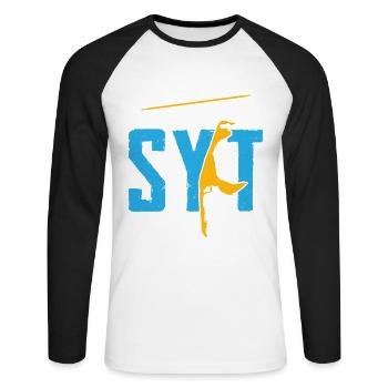 Sylt STRESS SYLT Vacances en mer du Nord Plaisir - T-shirt baseball manches longues Homme - blanc/noir - Devant - Nik (191cm)