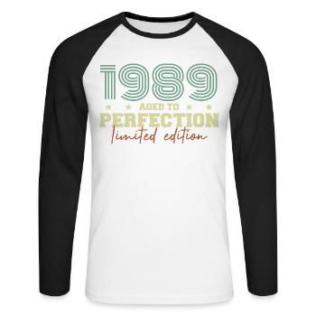 1989 - T-shirt baseball manches longues Homme - blanc/noir - Devant - Nik (191cm)