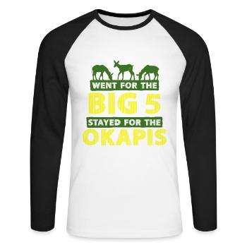 Okapi Animal - Unisex Long Sleeve Baseball T-Shirt - white/black - Front - Nik (191cm)