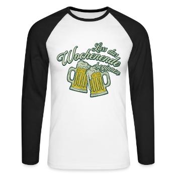 Weekend Toast Beer Alcohol Men - Unisex Long Sleeve Baseball T-Shirt - white/black - Front - Nik (191cm)