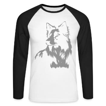 Border Collie Portrait – Powerful Dog Motif - Unisex Long Sleeve Baseball T-Shirt - white/black - Front - Nik (191cm)
