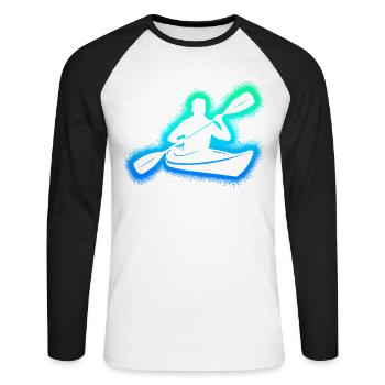 Kanu Paddelboot Kinder Jungen Herren Kajak - Unisex Baseballshirt langarm - Weiß/Schwarz - Vorne - Nik (191cm)