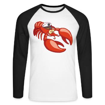 Captain Lobster - Unisex Baseballshirt langarm - Weiß/Schwarz - Vorne - Nik (191cm)