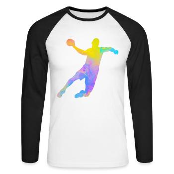 Handball Handball Player Colorful Dad Handball Player - Unisex Long Sleeve Baseball T-Shirt - white/black - Front - Nik (191cm)