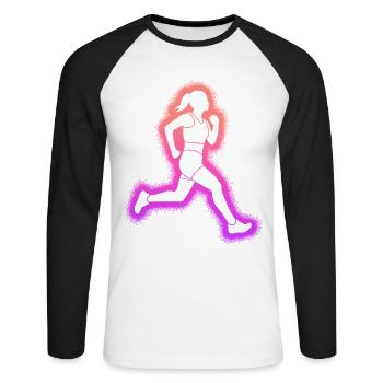 Course à pied Jogging Femmes Enfants Filles Coureuses - T-shirt baseball manches longues Homme - blanc/noir - Devant - Nik (191cm)