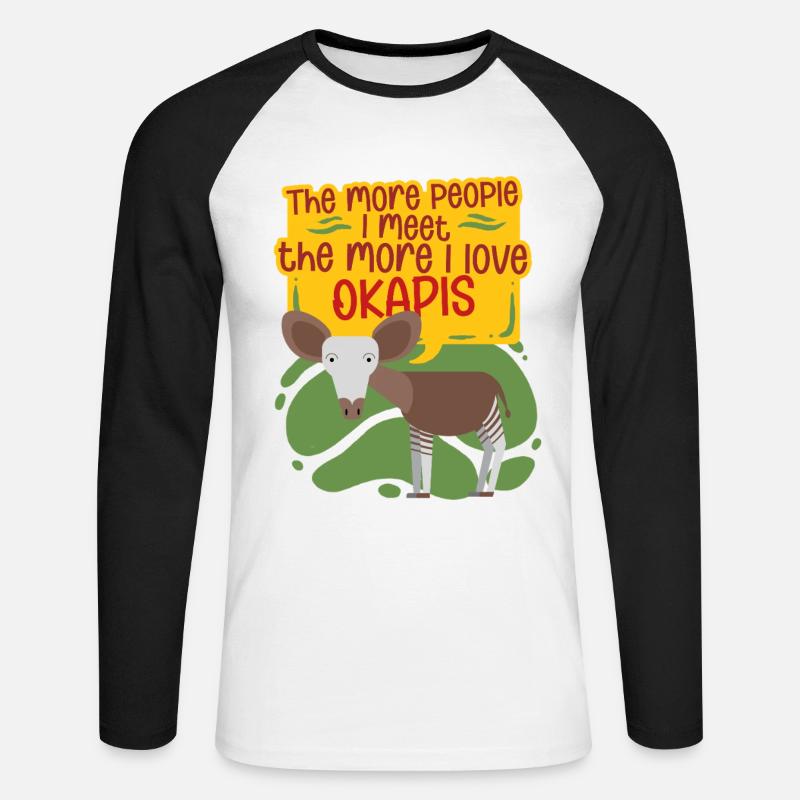 Okapi Tier - Unisex Baseballshirt langarm - Weiß/Schwarz