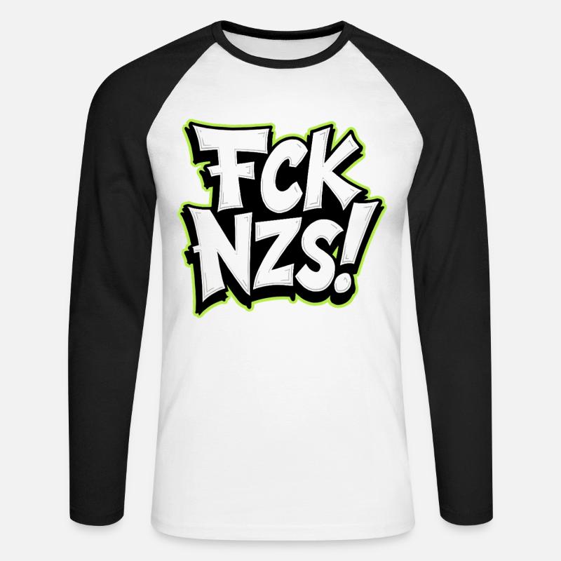 FCK NZS Statement gegen Rassismus - Unisex Baseballshirt langarm - Weiß/Schwarz