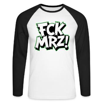 FCK MRZ Politischer Protest Slogan - Unisex Baseballshirt langarm - Weiß/Schwarz - Vorne - Nik (191cm)