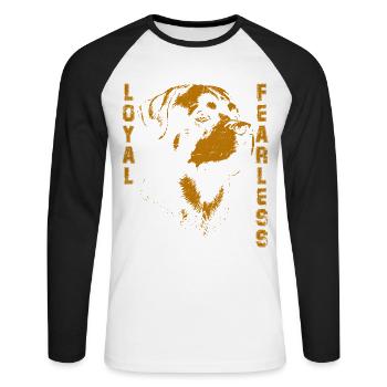 Rottweiler-stilvolles Design - Unisex Baseballshirt langarm - Weiß/Schwarz - Vorne - Nik (191cm)