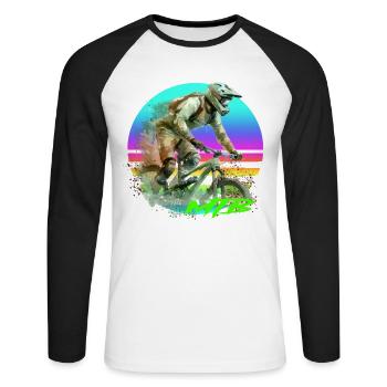Mtb - Unisex Long Sleeve Baseball T-Shirt - white/black - Front - Nik (191cm)