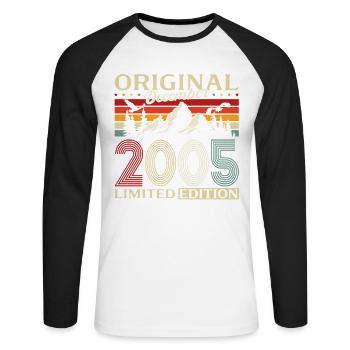 20th Birthday Original December Volume 2005 - Unisex Long Sleeve Baseball T-Shirt - white/black - Front - Nik (191cm)
