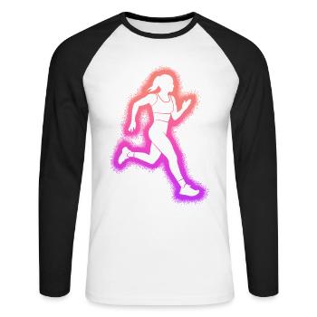 Running Jogging Kids Ladies Girls Runner - Unisex Long Sleeve Baseball T-Shirt - white/black - Front - Nik (191cm)
