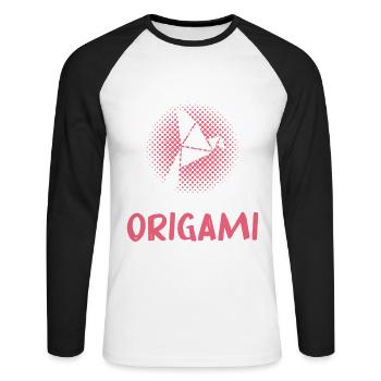 Origami Girl Love in Paper Art - Unisex Long Sleeve Baseball T-Shirt - white/black - Front - Nik (191cm)
