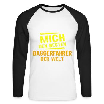 Baggerfahrer Geschenk - Unisex Baseballshirt langarm - Weiß/Schwarz - Vorne - Nik (191cm)
