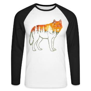Wolf, Forest, Nature, Wilderness, Outdoor, Animal - Unisex Long Sleeve Baseball T-Shirt - white/black - Front - Nik (191cm)