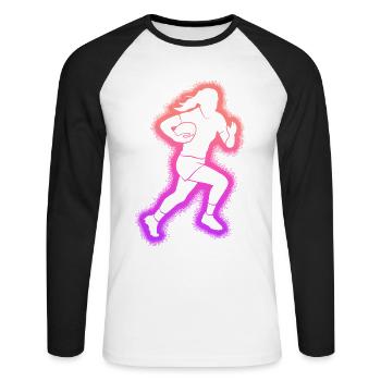 Joueuse de rugby Enfants Femmes Rugby filles - T-shirt baseball manches longues Homme - blanc/noir - Devant - Nik (191cm)