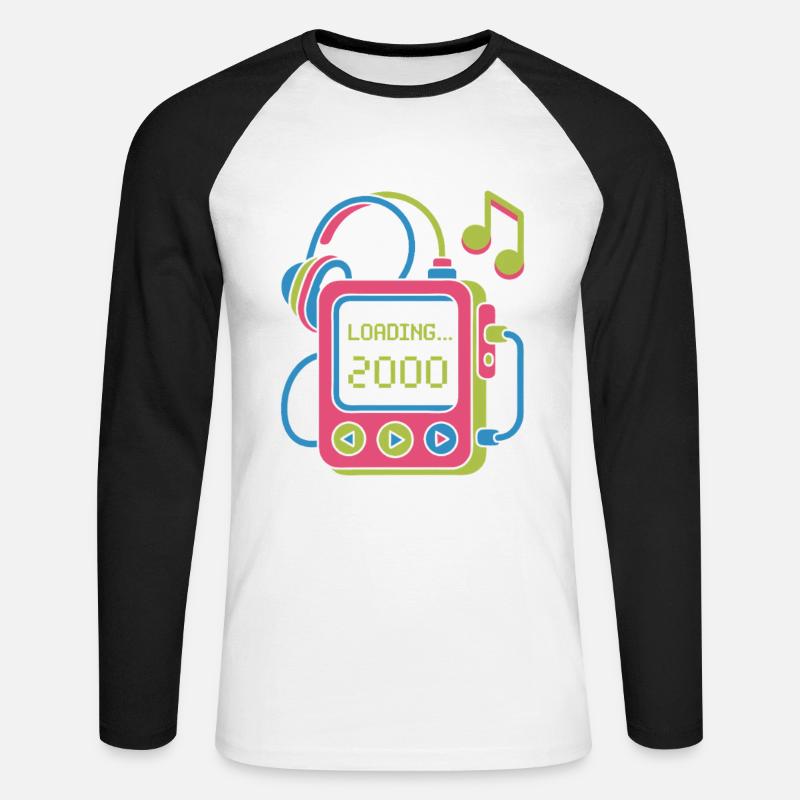 Retro MP3 Player 2000er Musikdesign bunt - Unisex Baseballshirt langarm - Weiß/Schwarz