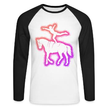Cavalier de saut Chevaux Filles Femmes Volti - T-shirt baseball manches longues Homme - blanc/noir - Devant - Nik (191cm)