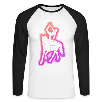 Cavalier de saut Chevaux Filles Enfants Volti - T-shirt baseball manches longues Homme - blanc/noir - Devant - Nik (191cm)
