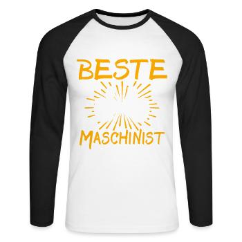 Maschinist Geschenkidee - Unisex Baseballshirt langarm - Weiß/Schwarz - Vorne - Nik (191cm)