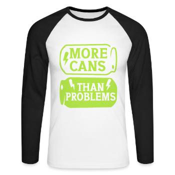 Boissons énergisantes Plus que des problèmes - T-shirt baseball manches longues Homme - blanc/noir - Devant - Nik (191cm)