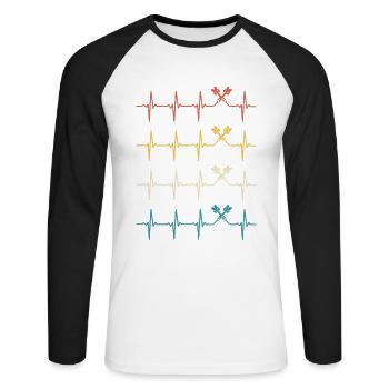 Dart Heartbeat Rétro Darts Darter - T-shirt baseball manches longues Homme - blanc/noir - Devant - Nik (191cm)