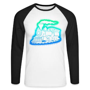 Steam Locomotive Model Railway Men Boys Railway - Unisex Long Sleeve Baseball T-Shirt - white/black - Front - Nik (191cm)