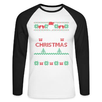 Tout ce que Je Veux Pour Noël c'est de la Bière - T-shirt baseball manches longues Homme - blanc/noir - Devant - Nik (191cm)