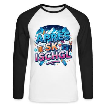 Ischgl Après Ski Party - Unisex Baseballshirt langarm - Weiß/Schwarz - Vorne - Nik (191cm)
